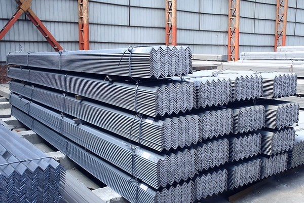Stack of galvanized steel angles and MS angles
